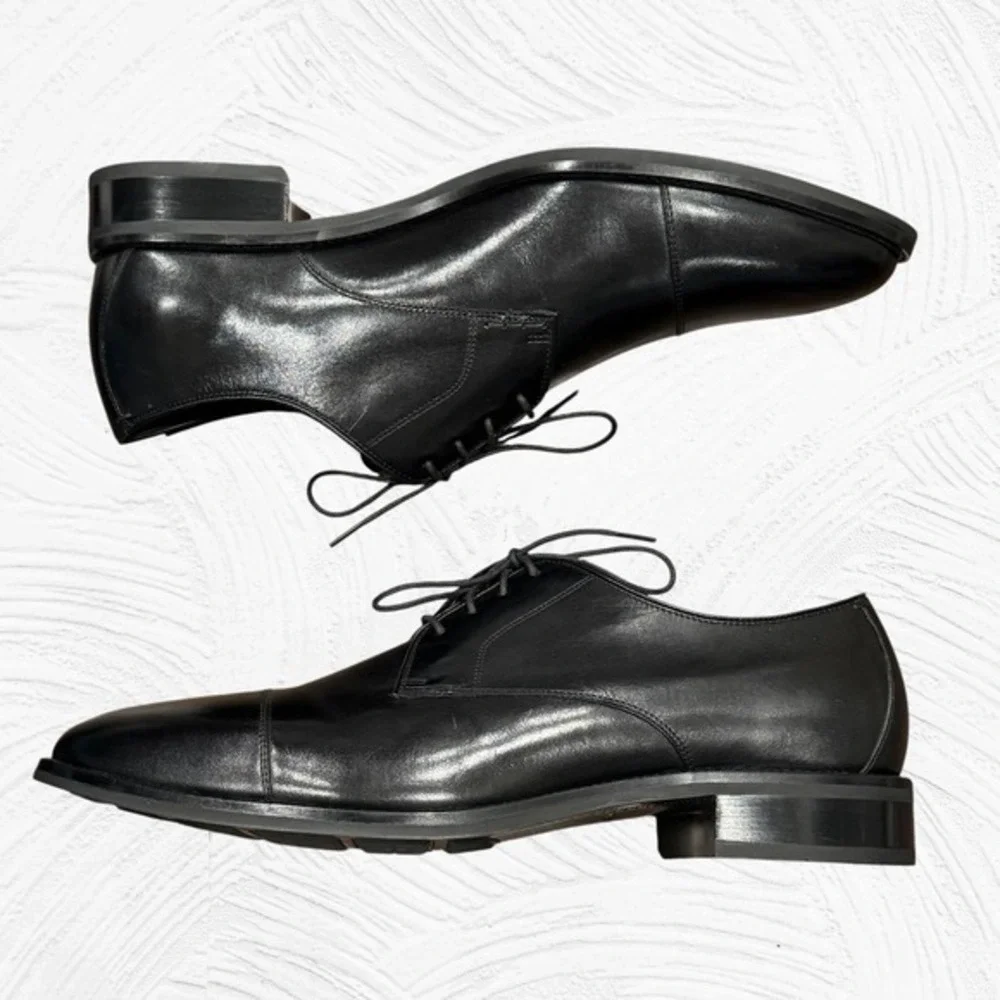Cole Haan Lenox Hill Cap Toe Oxford C11630 Classic‎ Black Leather Men 12M NEW